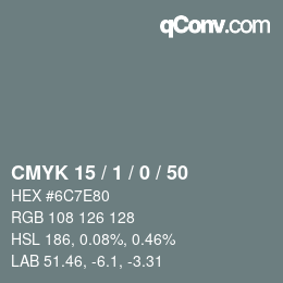 カラーコード: CMYK 15 / 1 / 0 / 50 | qconv.com