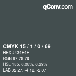 カラーコード: CMYK 15 / 1 / 0 / 69 | qconv.com