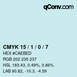 カラーコード: CMYK 15 / 1 / 0 / 7 | qconv.com
