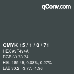 カラーコード: CMYK 15 / 1 / 0 / 71 | qconv.com