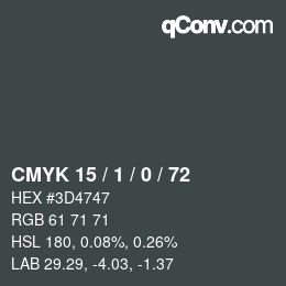 Color code: CMYK 15 / 1 / 0 / 72 | qconv.com