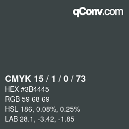 Color code: CMYK 15 / 1 / 0 / 73 | qconv.com