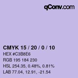 颜色代码: CMYK 15 / 20 / 0 / 10 | qconv.com