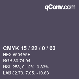 颜色代码: CMYK 15 / 22 / 0 / 63 | qconv.com
