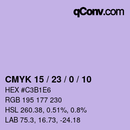 カラーコード: CMYK 15 / 23 / 0 / 10 | qconv.com