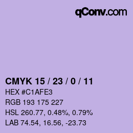 カラーコード: CMYK 15 / 23 / 0 / 11 | qconv.com