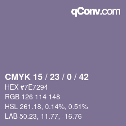 Color code: CMYK 15 / 23 / 0 / 42 | qconv.com