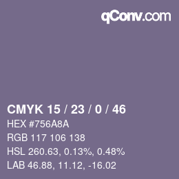 Color code: CMYK 15 / 23 / 0 / 46 | qconv.com