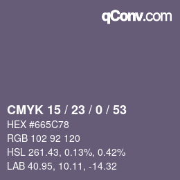 Color code: CMYK 15 / 23 / 0 / 53 | qconv.com