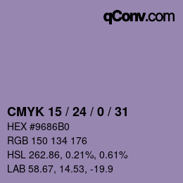 カラーコード: CMYK 15 / 24 / 0 / 31 | qconv.com