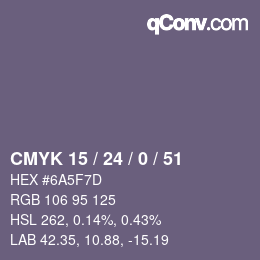 カラーコード: CMYK 15 / 24 / 0 / 51 | qconv.com