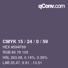 Color code: CMYK 15 / 24 / 0 / 59 | qconv.com