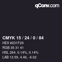 Color code: CMYK 15 / 24 / 0 / 84 | qconv.com
