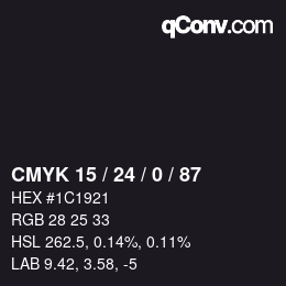 Color code: CMYK 15 / 24 / 0 / 87 | qconv.com