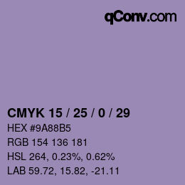 颜色代码: CMYK 15 / 25 / 0 / 29 | qconv.com