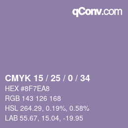 颜色代码: CMYK 15 / 25 / 0 / 34 | qconv.com