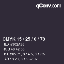 カラーコード: CMYK 15 / 25 / 0 / 78 | qconv.com
