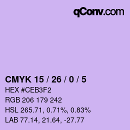 Color code: CMYK 15 / 26 / 0 / 5 | qconv.com