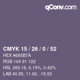 Color code: CMYK 15 / 26 / 0 / 52 | qconv.com