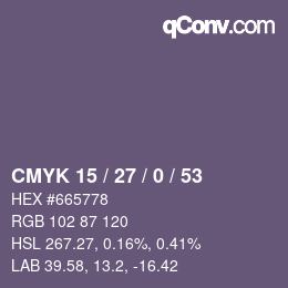 Color code: CMYK 15 / 27 / 0 / 53 | qconv.com