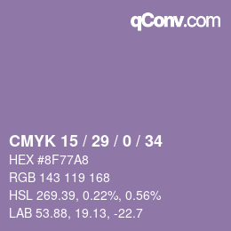 Color code: CMYK 15 / 29 / 0 / 34 | qconv.com