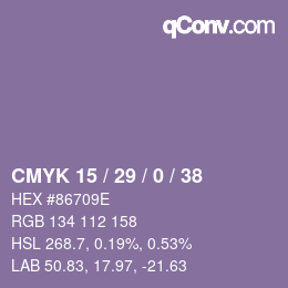 カラーコード: CMYK 15 / 29 / 0 / 38 | qconv.com