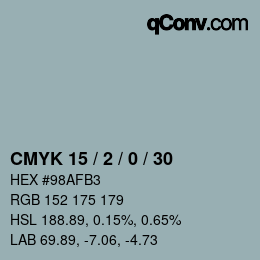 颜色代码: CMYK 15 / 2 / 0 / 30 | qconv.com
