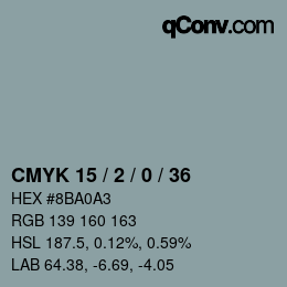 颜色代码: CMYK 15 / 2 / 0 / 36 | qconv.com