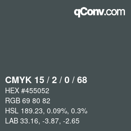 カラーコード: CMYK 15 / 2 / 0 / 68 | qconv.com