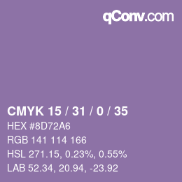 カラーコード: CMYK 15 / 31 / 0 / 35 | qconv.com