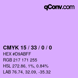 颜色代码: CMYK 15 / 33 / 0 / 0 | qconv.com