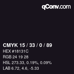 Color code: CMYK 15 / 33 / 0 / 89 | qconv.com