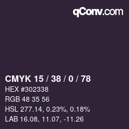 カラーコード: CMYK 15 / 38 / 0 / 78 | qconv.com