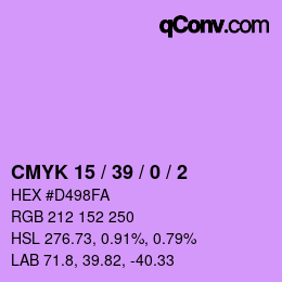 カラーコード: CMYK 15 / 39 / 0 / 2 | qconv.com