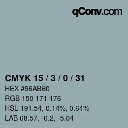 カラーコード: CMYK 15 / 3 / 0 / 31 | qconv.com