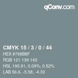 Farbcode: CMYK 15 / 3 / 0 / 44 | qconv.com