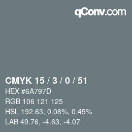 颜色代码: CMYK 15 / 3 / 0 / 51 | qconv.com