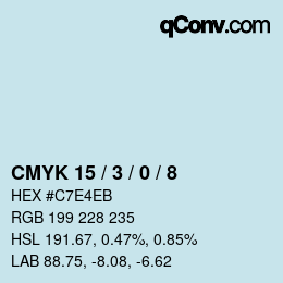 カラーコード: CMYK 15 / 3 / 0 / 8 | qconv.com