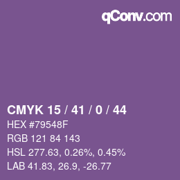 Color code: CMYK 15 / 41 / 0 / 44 | qconv.com