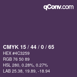 Farbcode: CMYK 15 / 44 / 0 / 65 | qconv.com