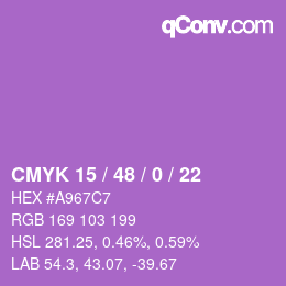 カラーコード: CMYK 15 / 48 / 0 / 22 | qconv.com
