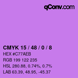 カラーコード: CMYK 15 / 48 / 0 / 8 | qconv.com