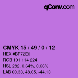 颜色代码: CMYK 15 / 49 / 0 / 12 | qconv.com