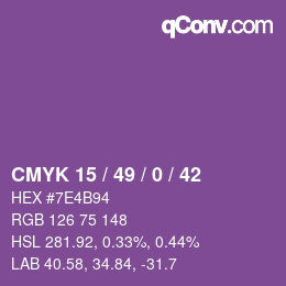 Color code: CMYK 15 / 49 / 0 / 42 | qconv.com