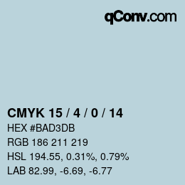 颜色代码: CMYK 15 / 4 / 0 / 14 | qconv.com