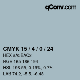 カラーコード: CMYK 15 / 4 / 0 / 24 | qconv.com