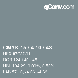 Código de color: CMYK 15 / 4 / 0 / 43 | qconv.com