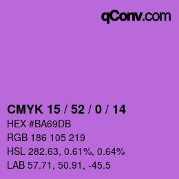 颜色代码: CMYK 15 / 52 / 0 / 14 | qconv.com