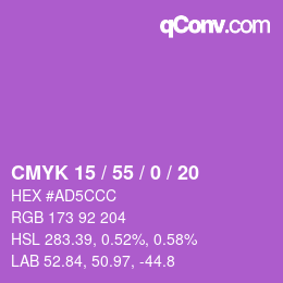 颜色代码: CMYK 15 / 55 / 0 / 20 | qconv.com