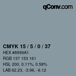 カラーコード: CMYK 15 / 5 / 0 / 37 | qconv.com